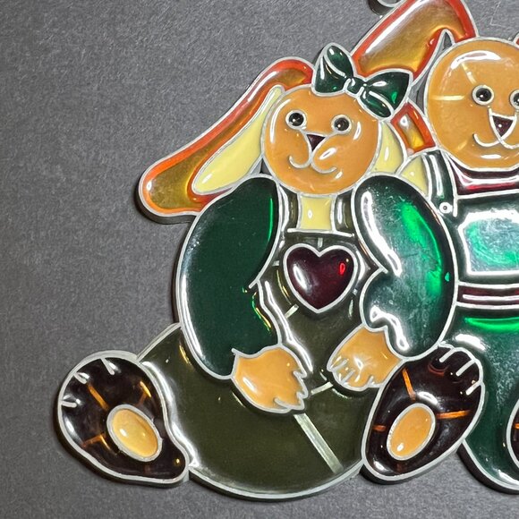 VTG Green Multicolor Plexiglass Acrylic Easter Bunny Rabbit Suncatcher Ornament - Picture 4 of 6